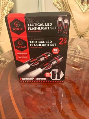Twist-Focus Tactical LED Flashlight Set - Black & Red (2 Pack)
